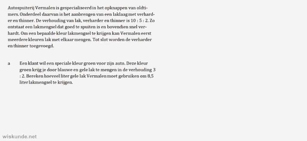 Rekenen met procenten en verhoudingen opgave 20
