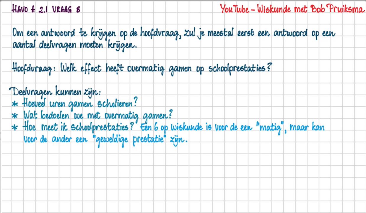 De onderzoeksvraag Opgave 8
