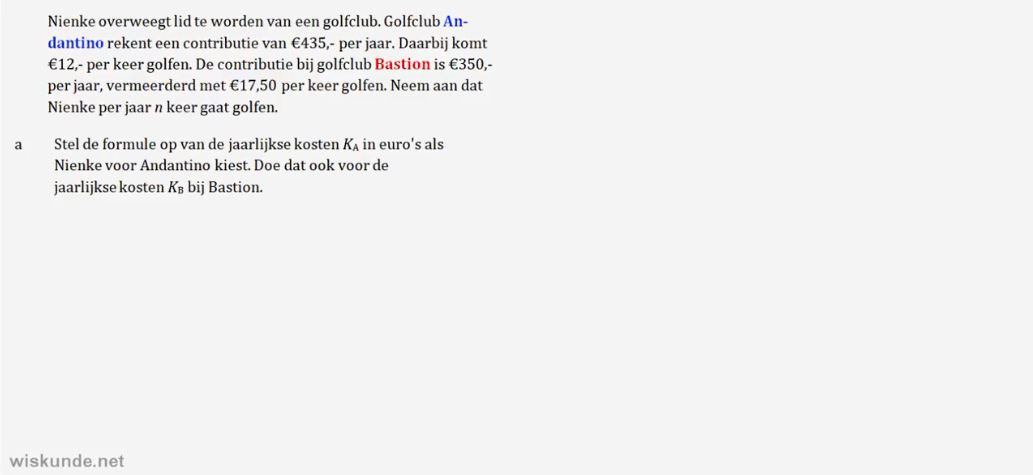 Lineaire formules vergelijken Opgave 33