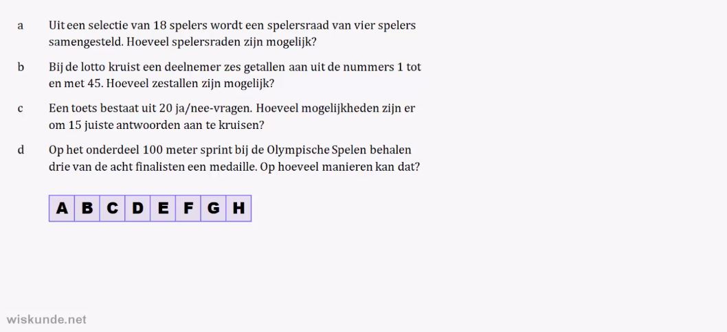 Permutaties en combinaties Opgave 27