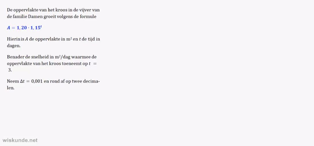 Differentiequotiënten en snelheden opgave 45
