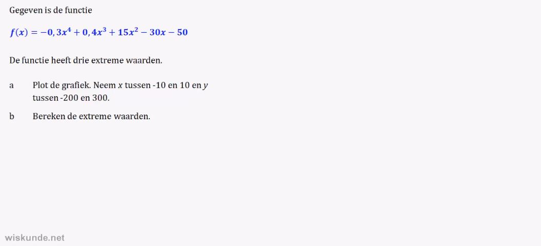 Extreme waarden en wiskundige modellen opgave 65