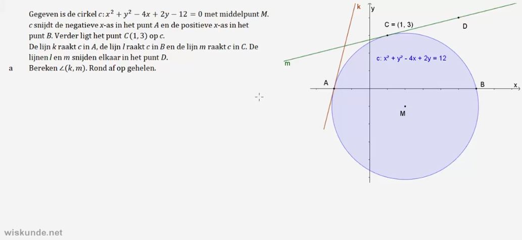 Raaklijnen en snijpunten bij cirkels opgave 61