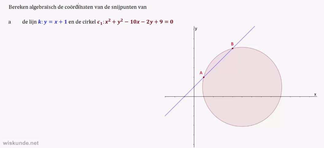 Raaklijnen en snijpunten bij cirkels opgave 65