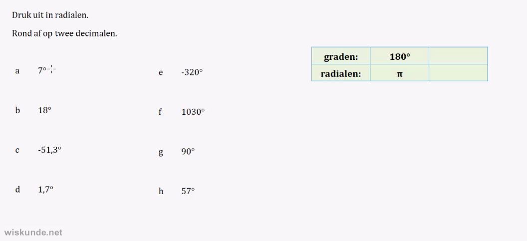 De eenheidscirkel en radialen opgave 13