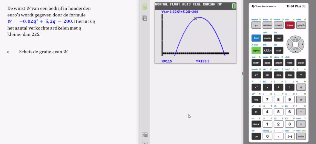 Formules en de grafische rekenmachine opgave 22