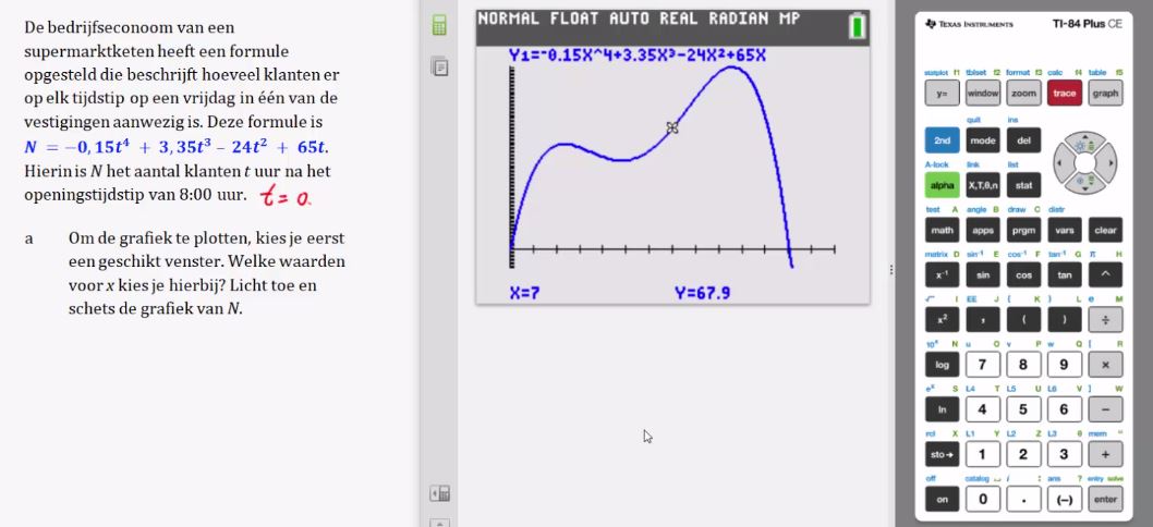 Formules en de grafische rekenmachine opgave 27