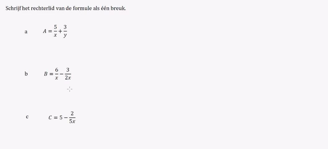Formules met breuken opgave 40