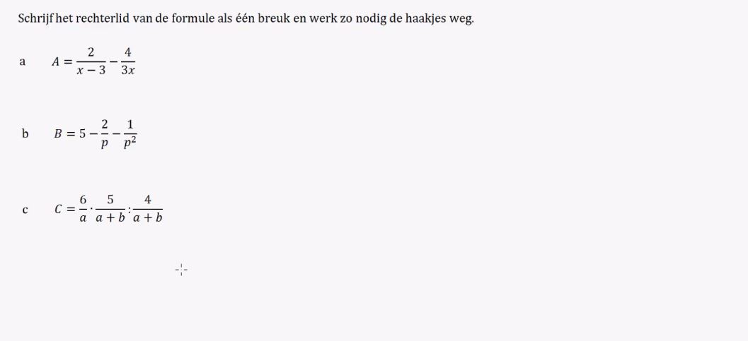 Formules met breuken opgave 42