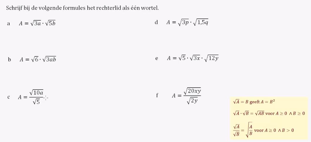 Rekenen met machten en wortels opgave 62