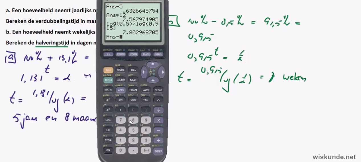 Exponentiële en logaritmische formules opgave 34