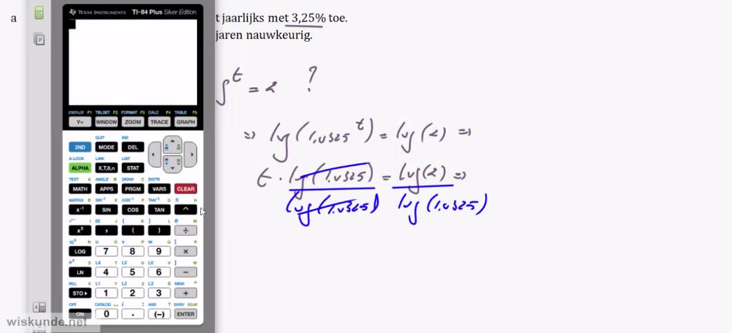 Exponentiële en logaritmische formules opgave 35