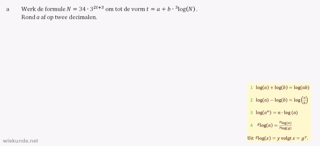Exponentiële en logaritmische formules opgave 41