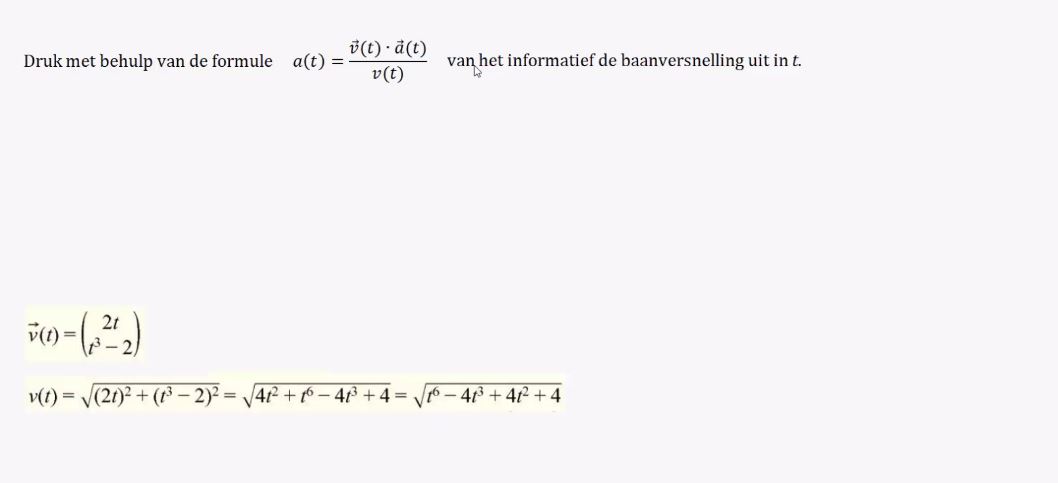 Vectoren bij snelheid en versnelling opgave 69
