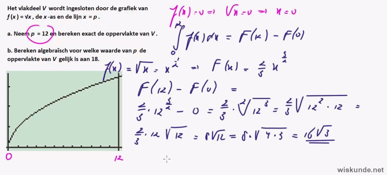 Primitieven en integralen opgave 18