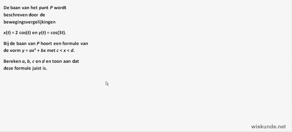 Bewegingsvergelijkingen met goniometrische formules opgave 58