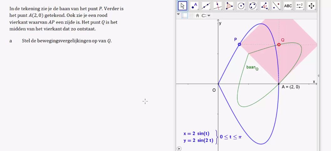 Bewegingsvergelijkingen met goniometrische formules opgave 61