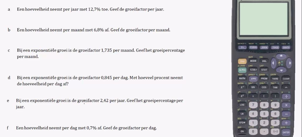 Groeifactoren en groeipercentages Opgave 4