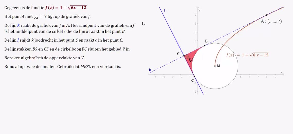 Cirkels, raaklijnen en functies opgave 60