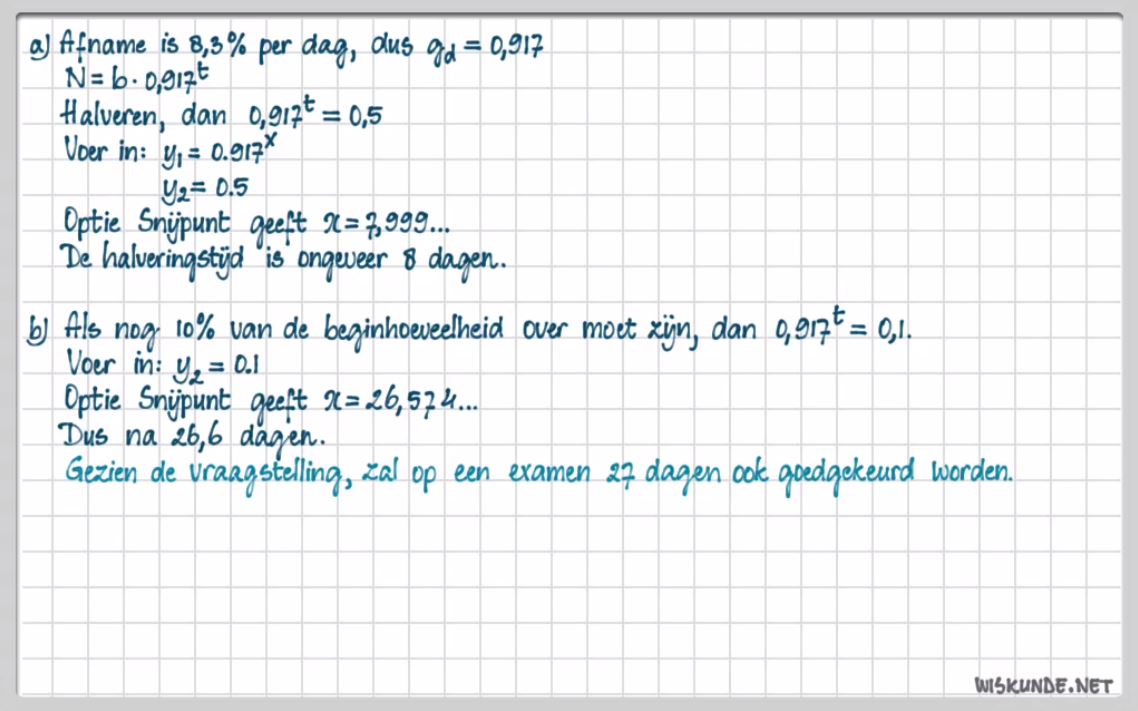 Exponentiële groei Opgave 13