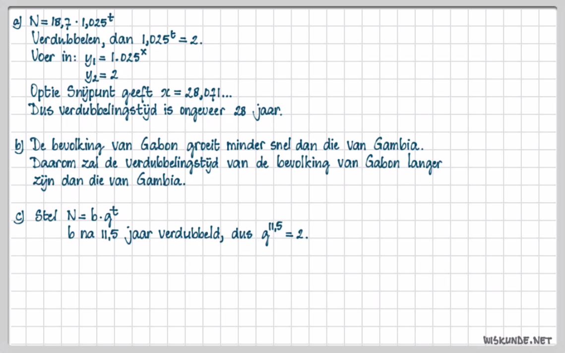 Exponentiële groei Opgave 14