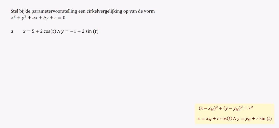 Werken met parametervoorstellingen en bewegingsvergelijkingen opgave 52