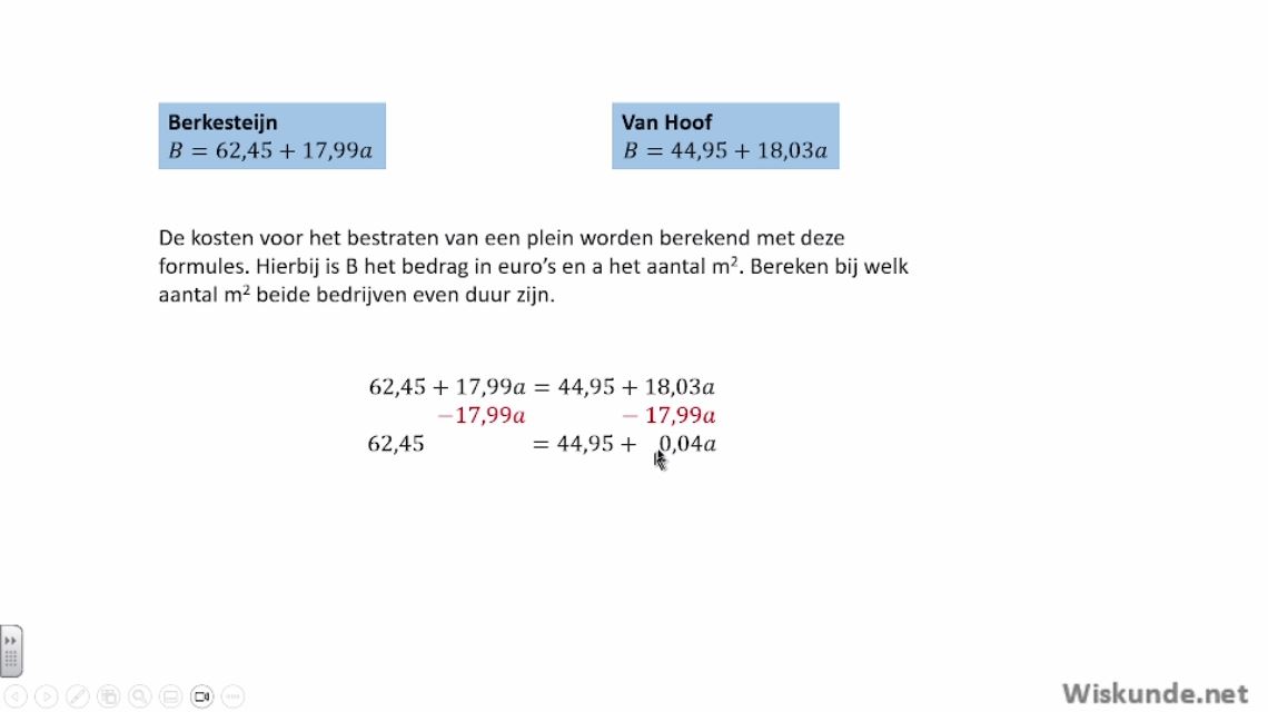 Vergelijkingen Opgave 20