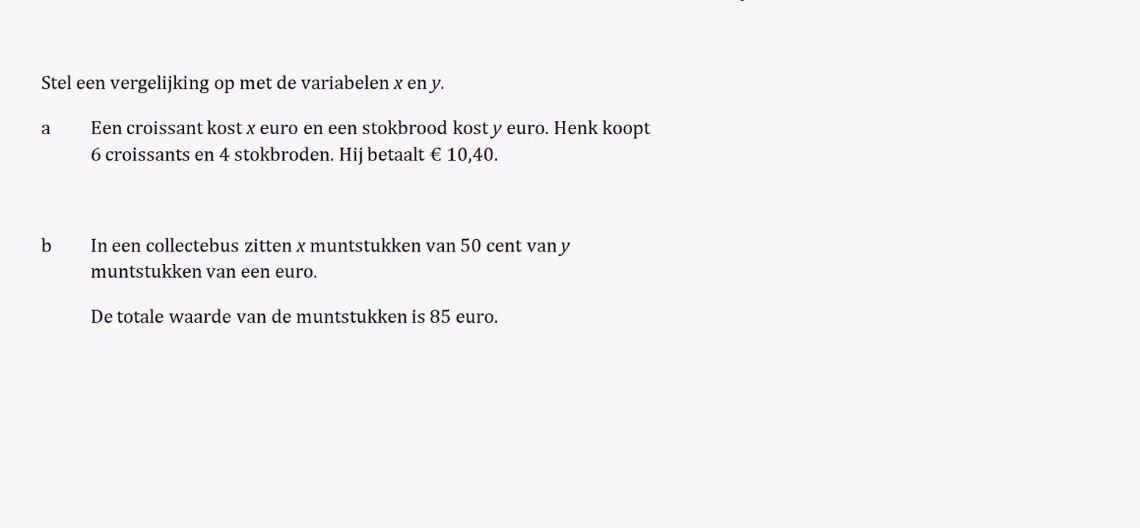 Vergelijkingen met twee variabelen Opgave 58