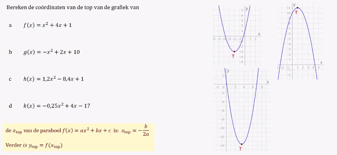Snijpunten en toppen Opgave 42
