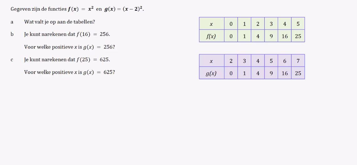 De functie f(x) = a(x-p)^2+q opgave 56