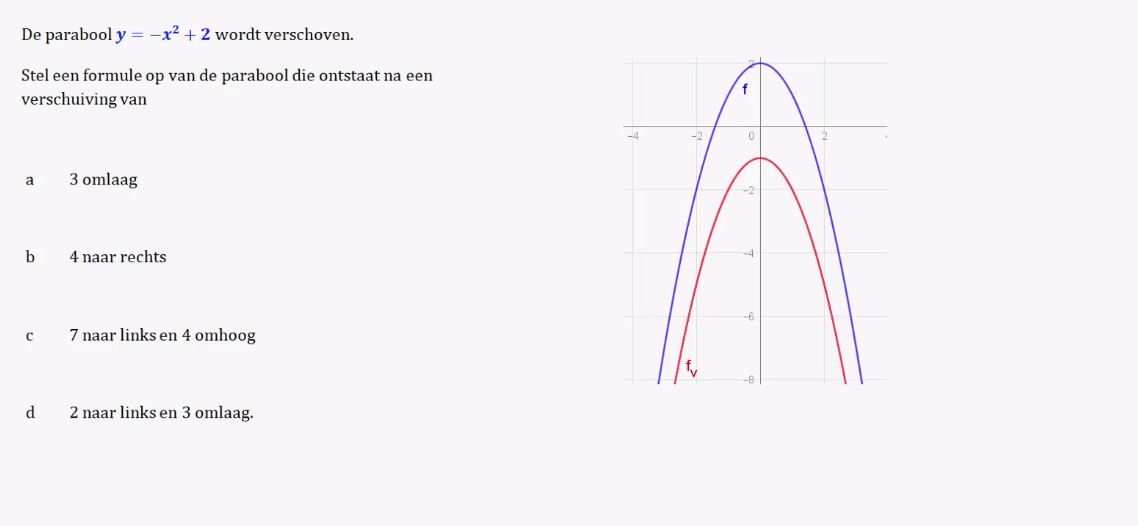 De functie f(x) = a(x-p)^2+q opgave 58