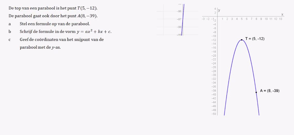 De functie f(x) = a(x-p)^2+q opgave 70