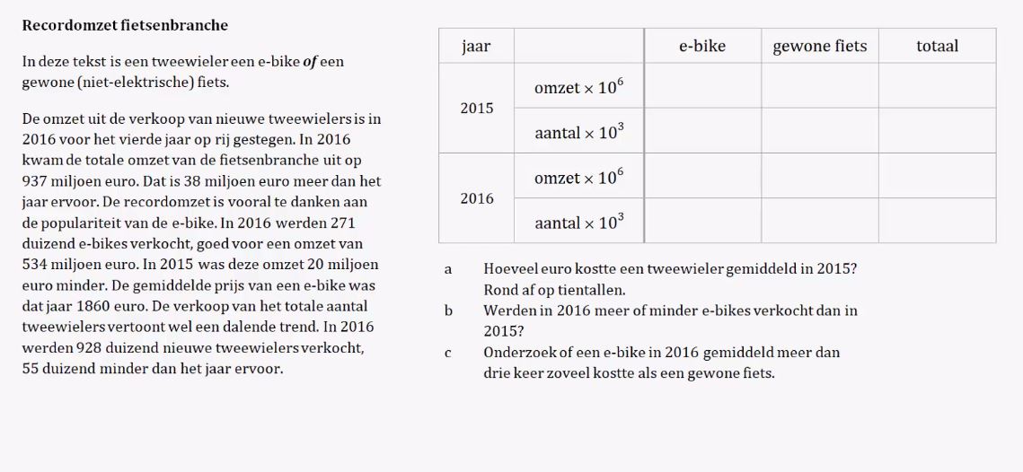 Cijfermateriaal en tabellen Opgave 4