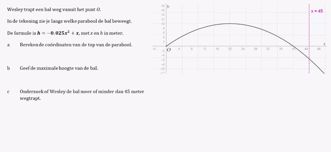 De top van de grafiek y = ax<sup>2</sup> + bx + c Opgave 18