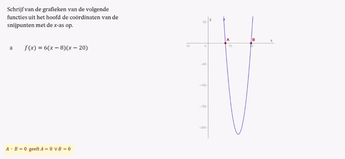 De parabool y = a(x - d)(x - e) Opgave 49