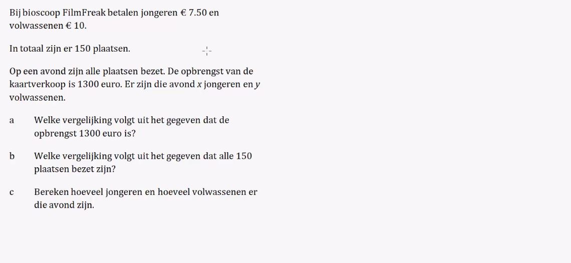 Vergelijkingen met twee variabelen Opgave 68