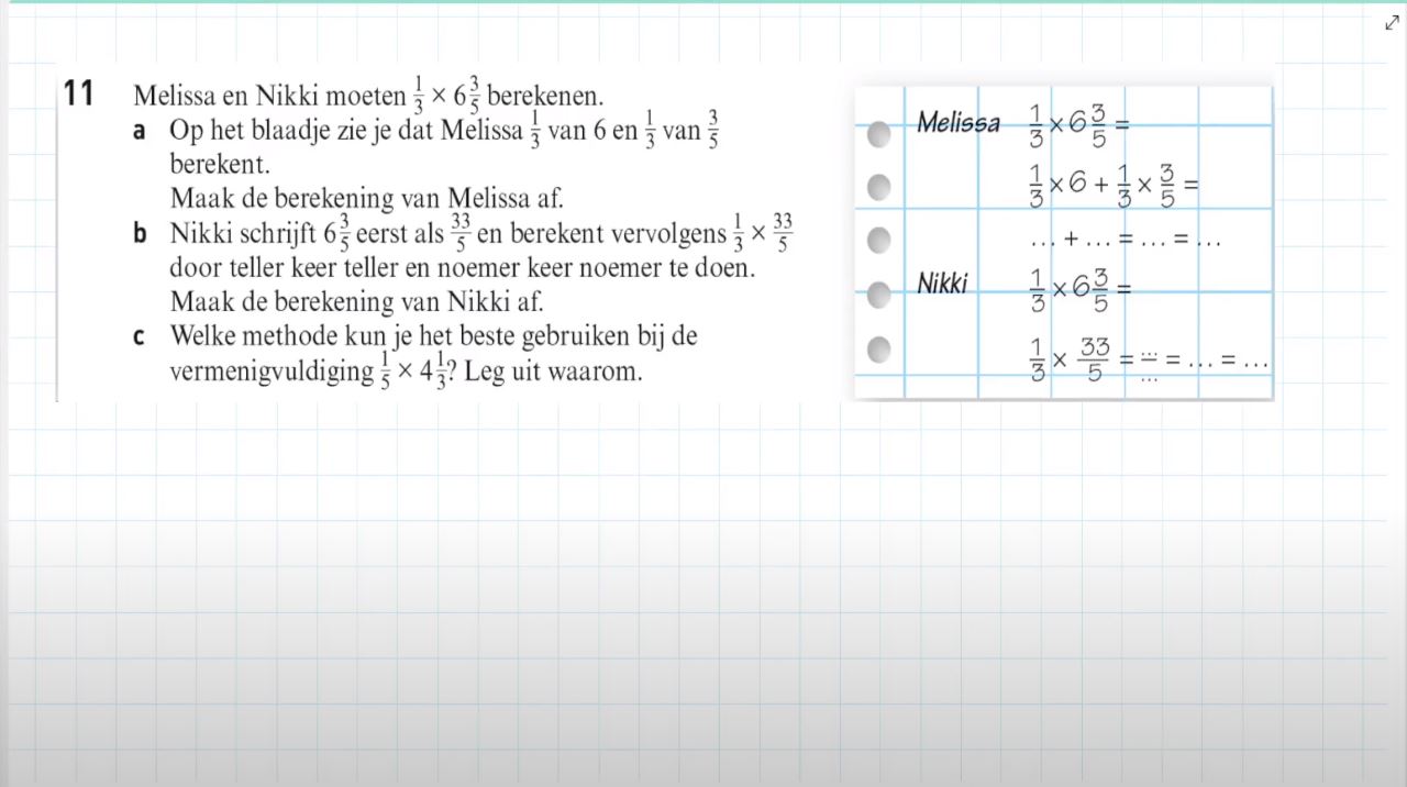 Rekenen met breuken Opgave 11