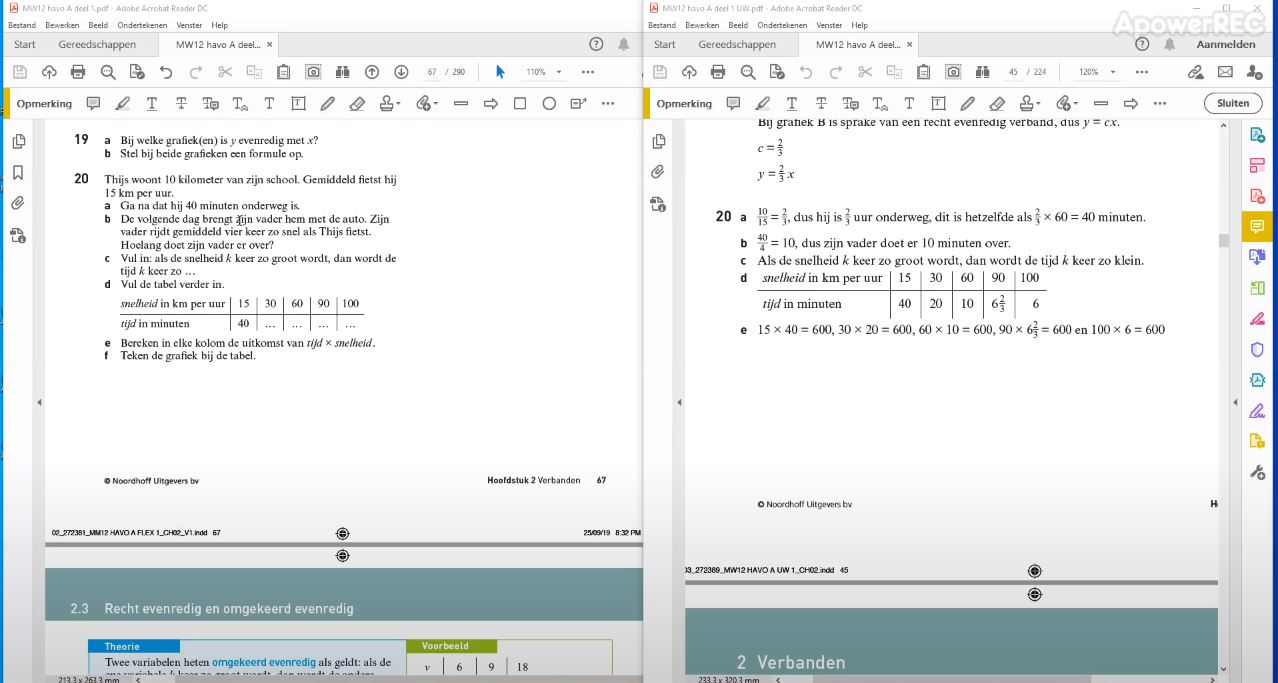 Recht evenredig en omgekeerd evenredig opgave 20