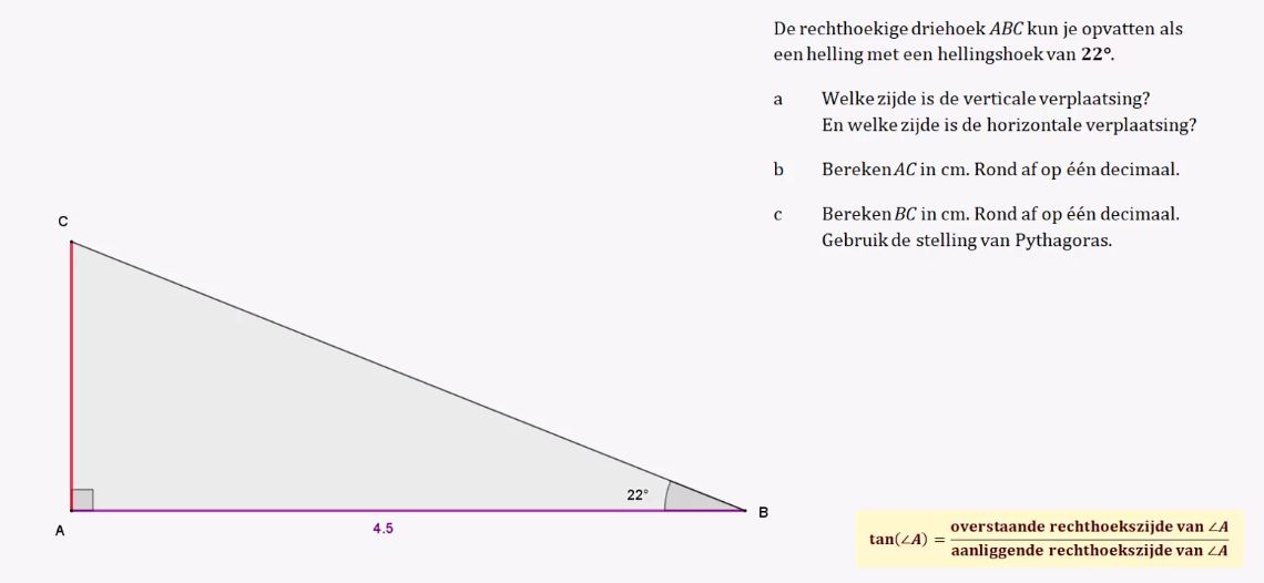 Hellingsgetal en tangens opgave 13