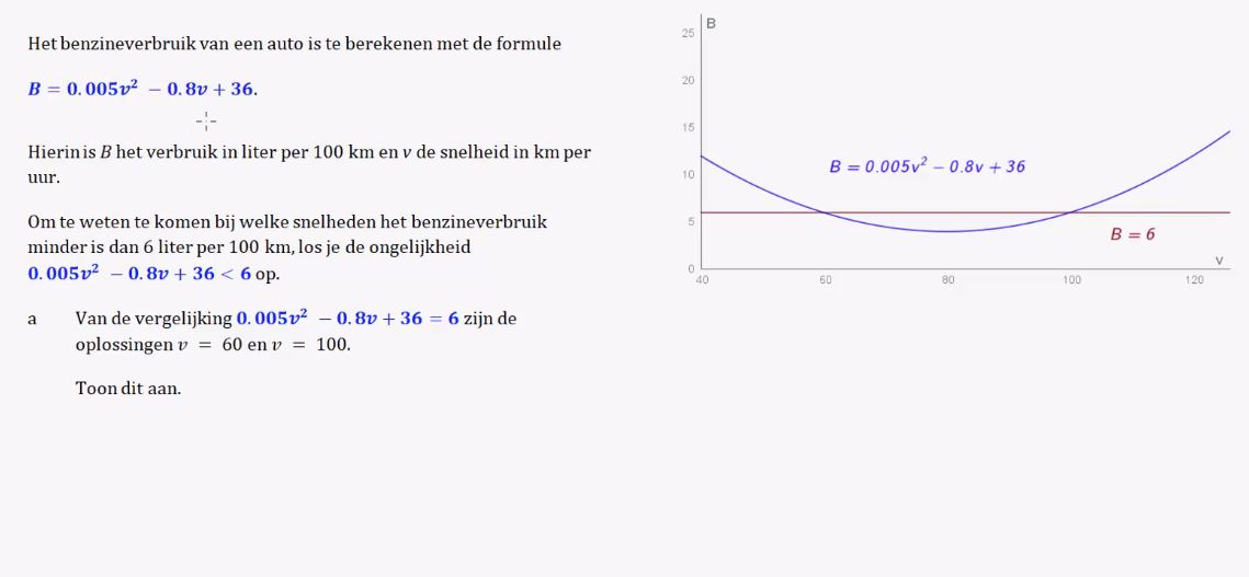 Kwadratische ongelijkheden Opgave 52