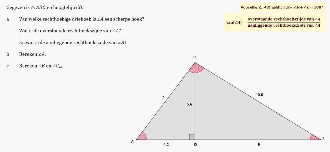 Berekeningen met de tangens opgave 8