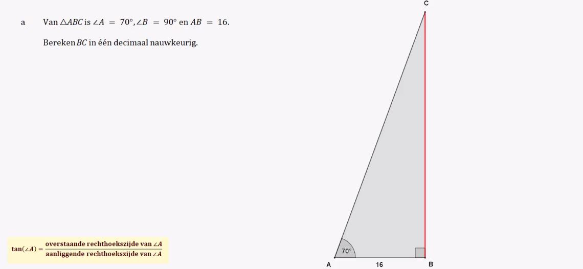 Berekeningen met de tangens opgave 13