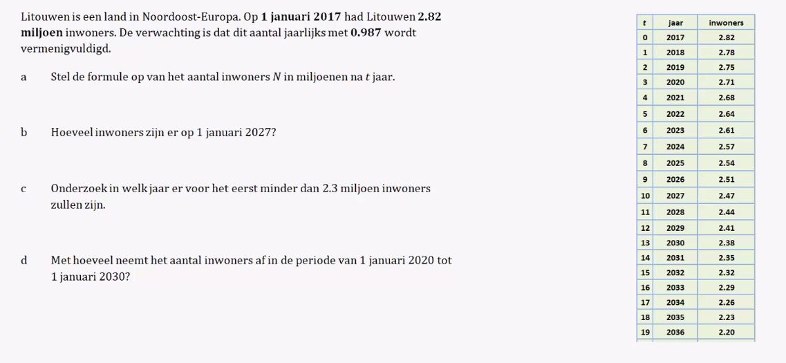 Exponentiële groei Opgave 10