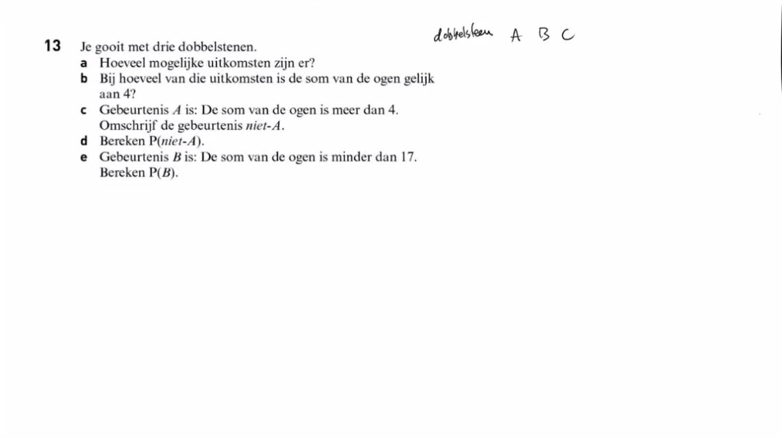 Theoretische kansen Opgave 13