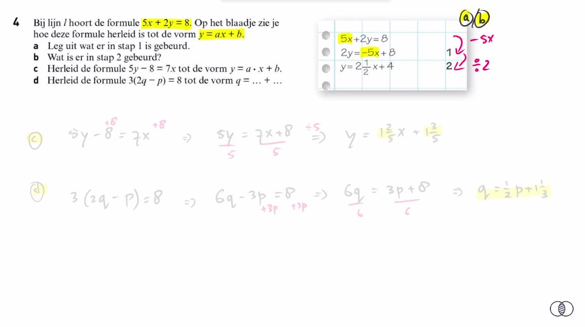 Lineaire formules Opgave 4