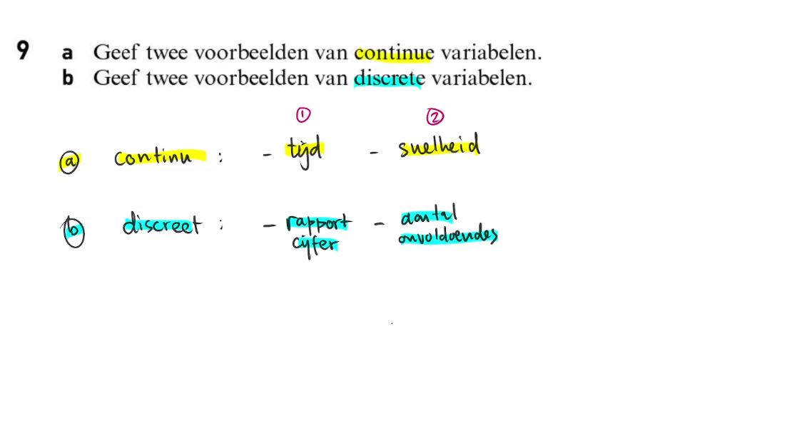 Continue en discrete variabelen Opgave 9
