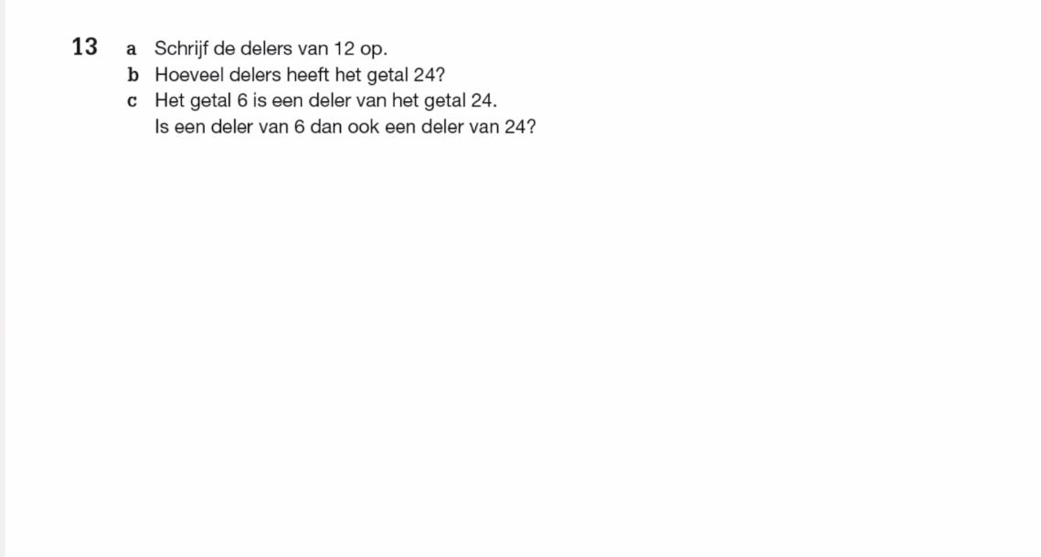 Delers van getallen opgave 13