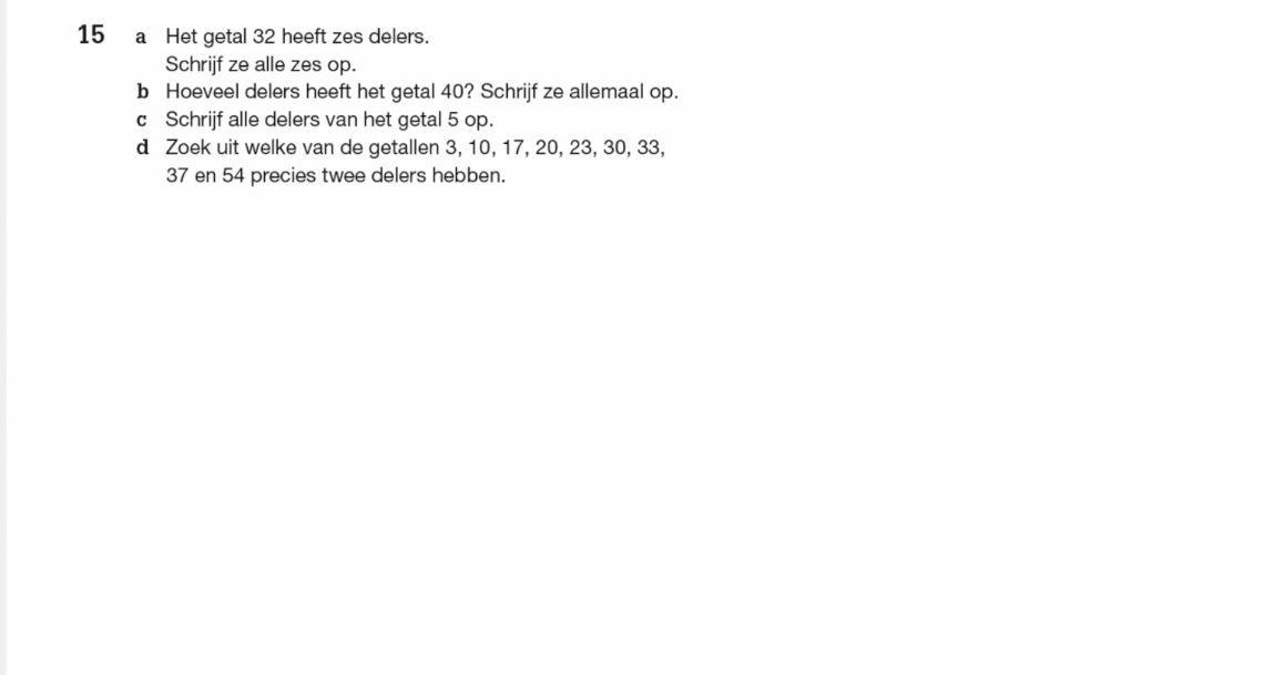Delers van getallen opgave 15