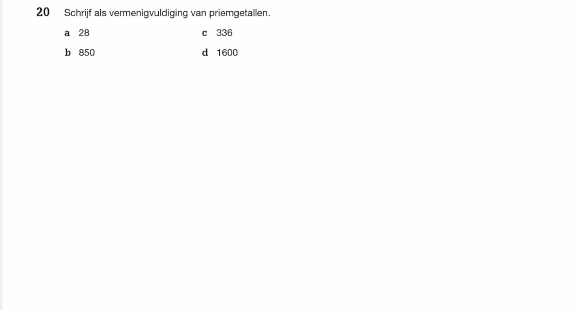 Delers van getallen opgave 20