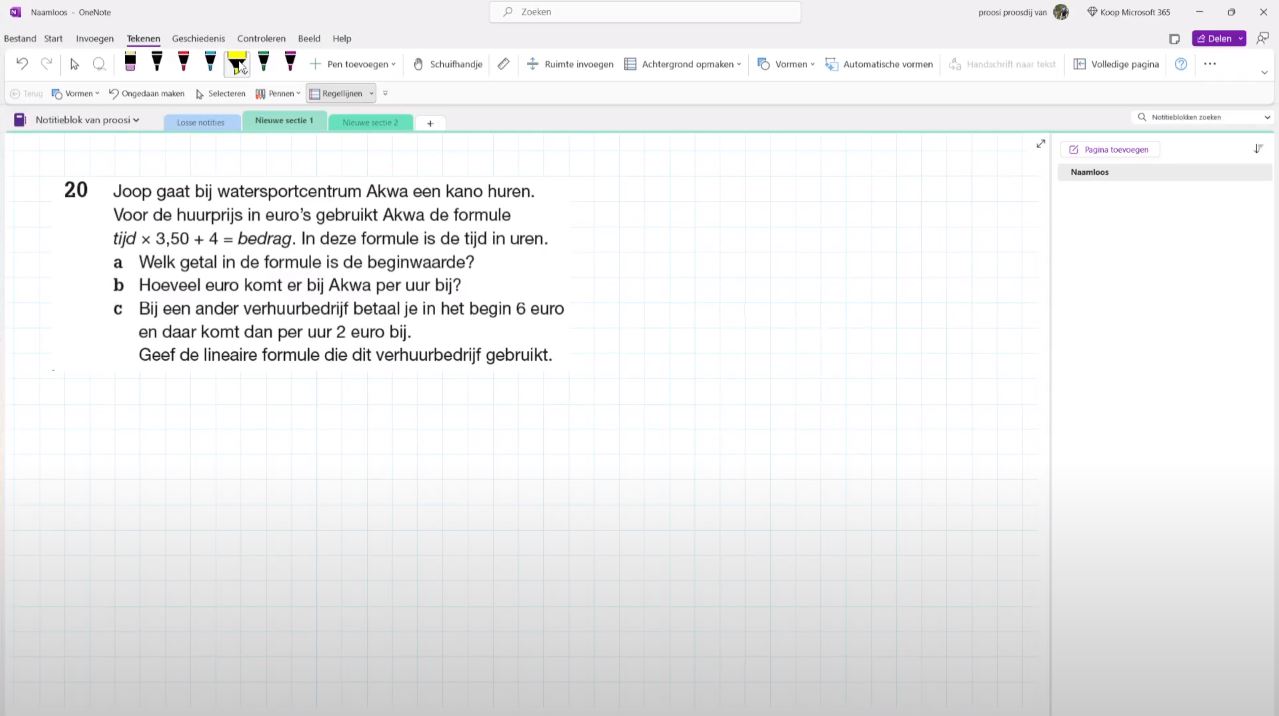 Lineaire formules Opgave 20